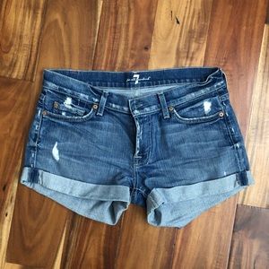 7 For All Mankind Denim Roll-up Shorts Size 28